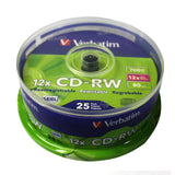 Verbatim CD-RW 700MB 12X High Speed 80 mins 25 pcs per Spindle