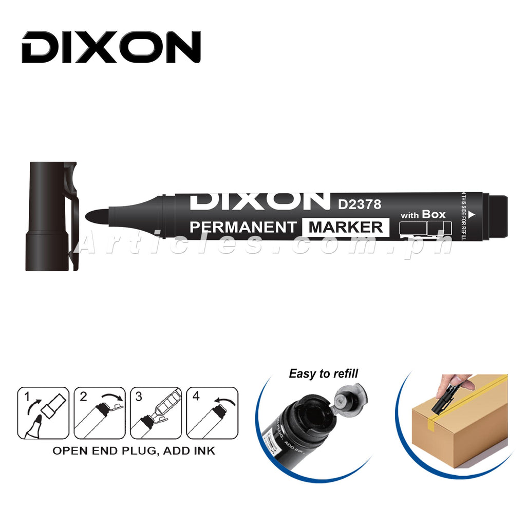 Dixon Refillable Marker with Carton Opener 12 pieces per box Black