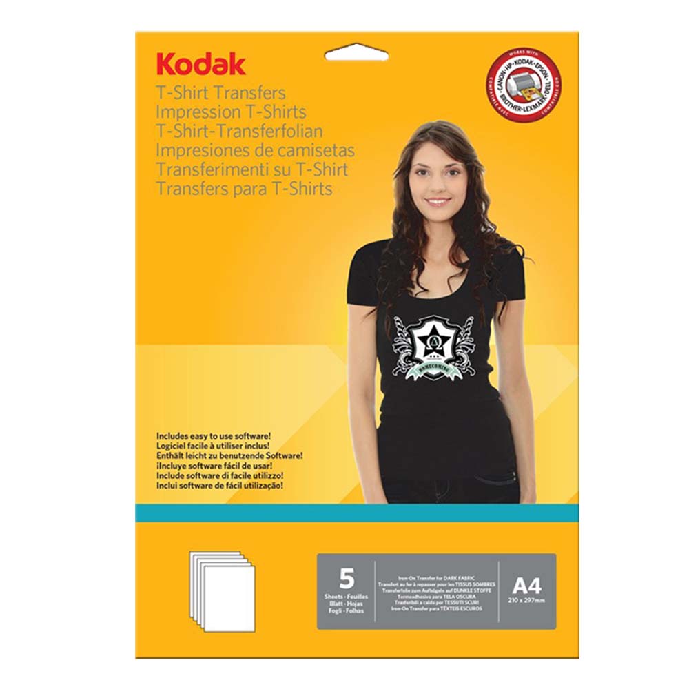 Kodak Heat Transfer Paper for Dark T-Shirt A4 (5 Sheets per pack)