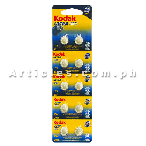 Kodak LR1130/AG10 Alkaline Cell Button Battery 10 Pieces