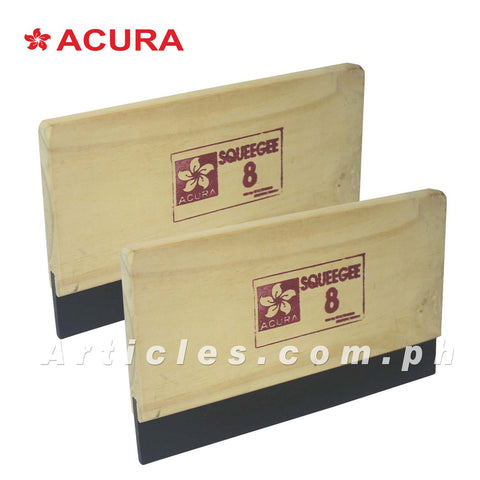ACURA SILK SCREEN PRINTING RUBBER SQUEEGEES WOODEN HANDLE 8 INCHES SET OF 2