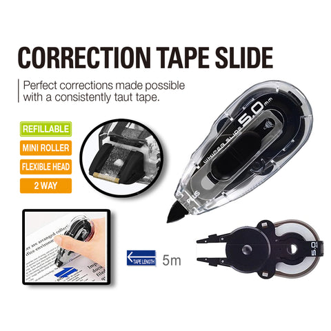 PLUS Correction Tape Whiper Slide Refillable WH-015 Blue 5mm X 10m - 1 Piece