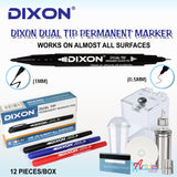 DIXON Permanent Marker Dual Tip 2-1 Twin Marker 12 pieces per Box