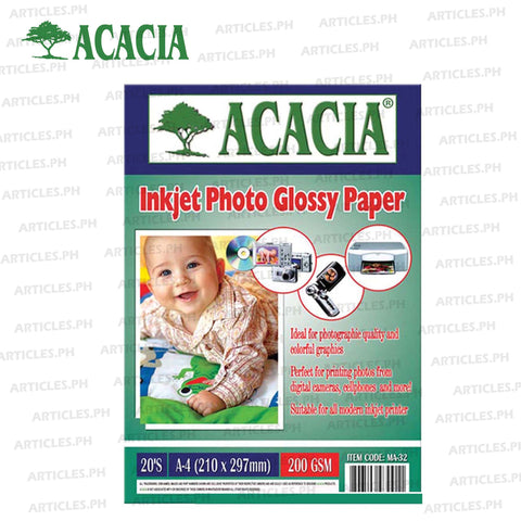 Acacia Photo Glossy Paper 200GSM A4  (20 Sheet per pack)