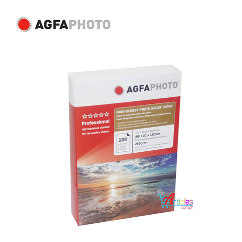 Agfa Inkjet RC Glossy Photo Paper 260GSM 4R 100 Sheets per box