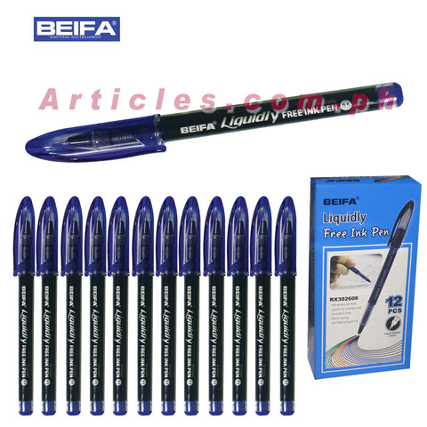 Beifa Liquidly Free Ink Pen Sign Pen Needle Point 0.5mm 12 pieces per Box Blue