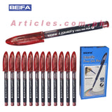 Beifa Liquidly Free Ink Pen Sign Pen Needle Point 0.5mm 12 pieces per Box Red