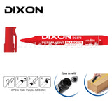 Dixon Refillable Marker with Carton Opener 12 pieces per box Red