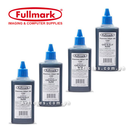 Fullmark Universal Inkjet Dye Ink for CISS and DIY Refill 100ml, Set of 4 (CYAN) for HP, Canon, Brother, Epson