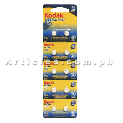 Kodak LR41/AG3 Alkaline Cell Button Battery 10 Pieces