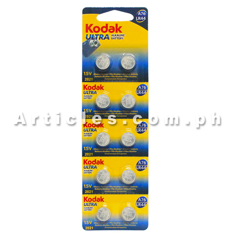 Kodak LR44/A76 Alkaline Cell Button Battery 10 Pieces