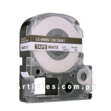 Compatible Laminated Label tape for LC-4WBN Epson LabelWorks SS12KW Kingjim Label Printer 12mm X 8m Black on White