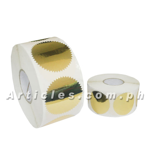 Shiny Gold Foil Notarial Seal with Adhesive 2 1/8  inches in Diameter 1000 Pieces per Roll