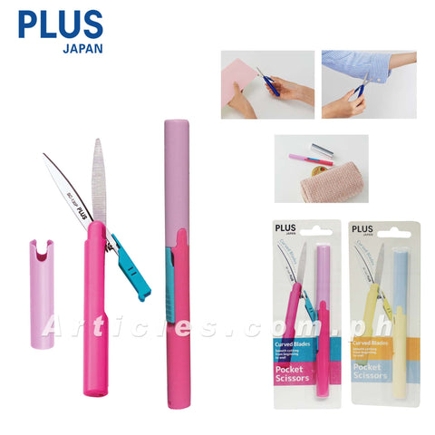 Plus Pocket Scissor Pen Type Foldable Scissor Pink