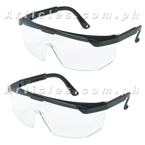 YT-830 Safety Goggles Glass Black Frame Adjustable Set of 2