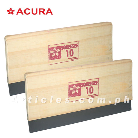 ACURA SILK SCREEN PRINTING RUBBER SQUEEGEES WOODEN HANDLE 10 INCHES SET OF 2