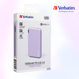 VERBATIM POWER BANK 10,000 mAh DUAL OUTPUT WITH PD18W QUICK CHARGE 3.0 POWER PACK USB 3.0 TYPE C MICRO USB PORT