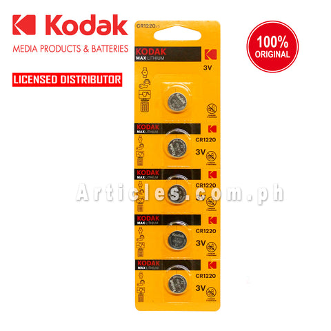 Kodak CR1220 DL1220 ECR1220 BR1220 Lithium Cell Button Battery 5 Pieces