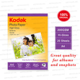 Kodak Inkjet Photo Paper 200GSM A4 (20 sheets per pack)