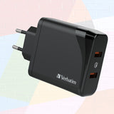 Verbatim USB Charger Dual Port Quick Charge 3.0 Fast Charger 36 Watts