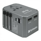 Verbatim 4 Port Universal Travel Charger Adapter Type C Port USB Port 40 watts with FREE Premium Pouch